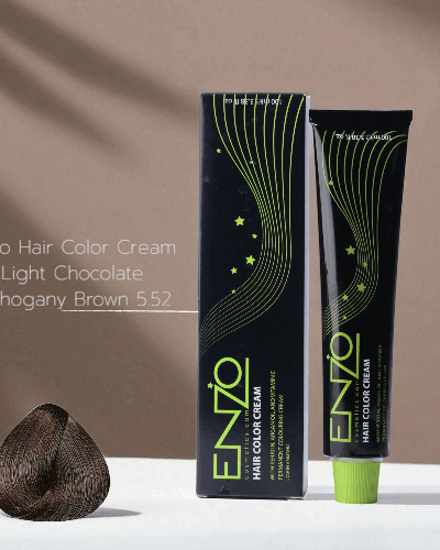 Enzo Hair Color Cream Light Chocolate Mahogany Brown 5.52