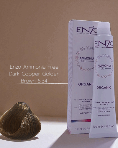 Enzo Ammonia Free Dark Copper Golden Brown 6.34